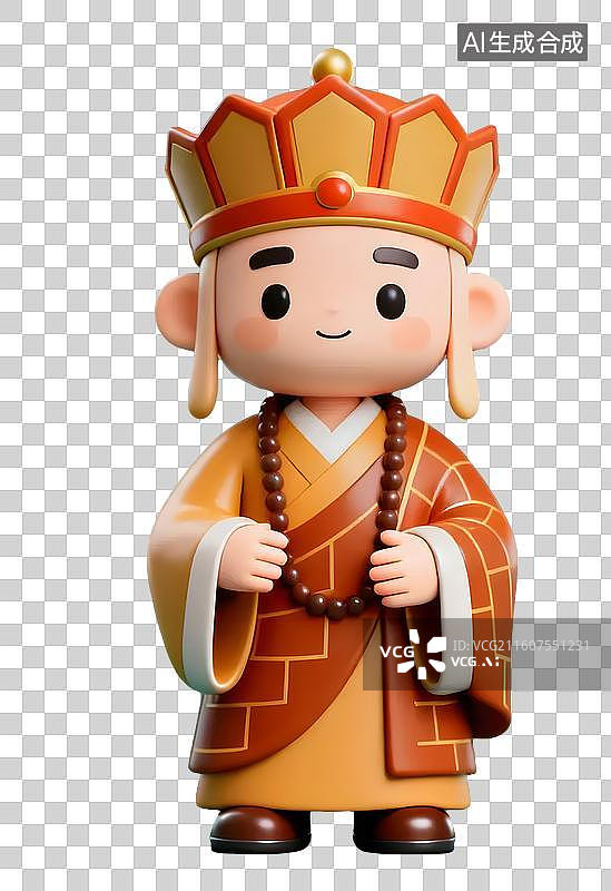 【AI数字艺术】Q版唐僧卡通形象图片素材