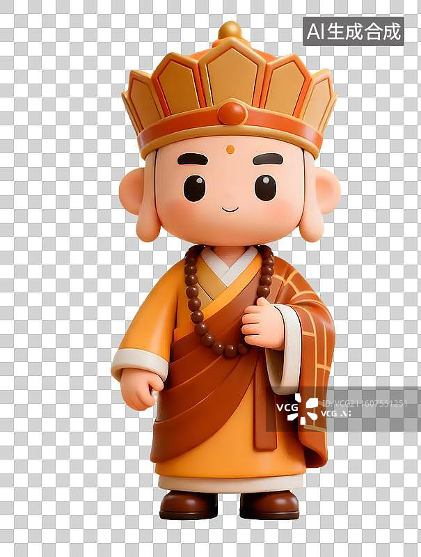 【AI数字艺术】Q版唐僧卡通形象图片素材