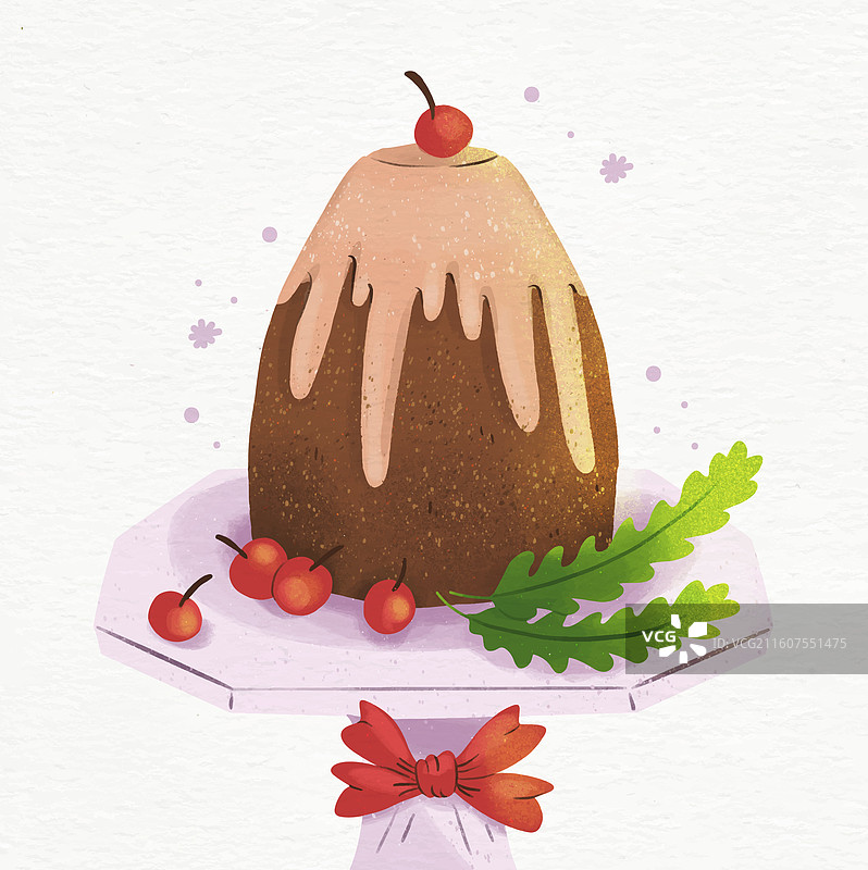 水彩圣诞布丁图片素材