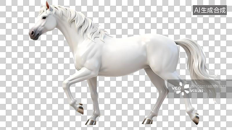 【AI数字艺术】白色骏马 3D渲染白龙马图片素材