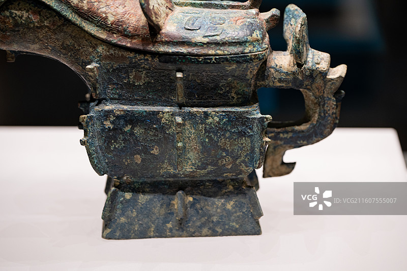 河南博物院 西周 兽面纹铜方觥 鹿邑县太清宫镇长子口墓出土图片素材