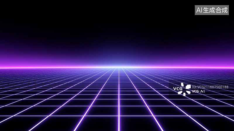 【AI数字艺术】紫霓虹网格赛博风未来展示背景素材图片素材