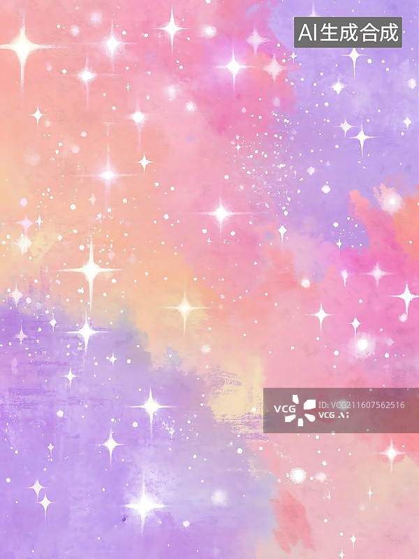 【AI数字艺术】梦幻星空背景，粉紫渐变与闪耀星光图片素材