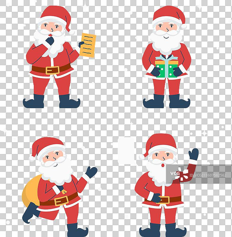 手绘扁平化圣诞老人角色合集图片素材