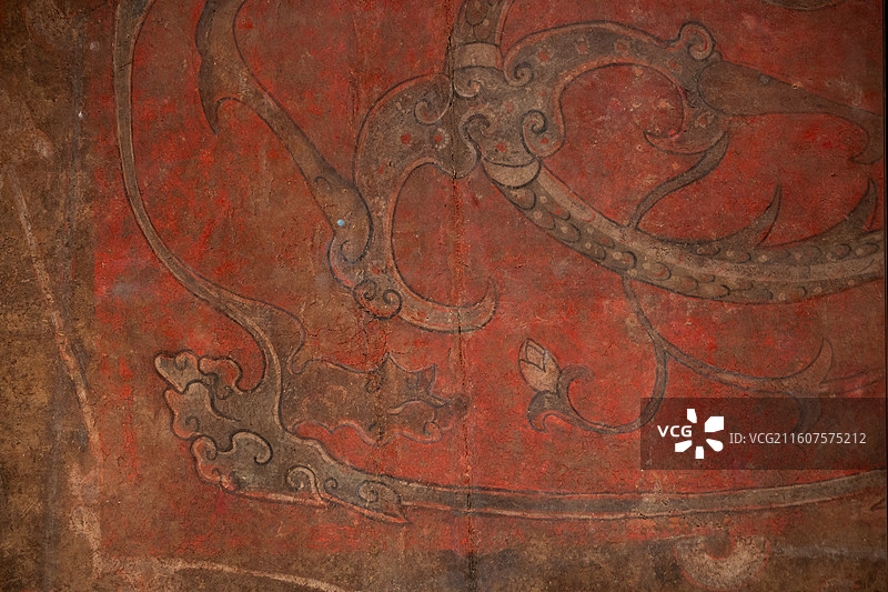 河南博物院 西汉 四神云气图壁画 永城市保安山梁共王陵出土图片素材