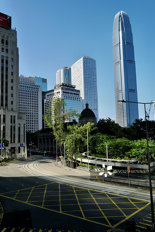 香港中环金钟道及附近高端商业区城市风光图片素材