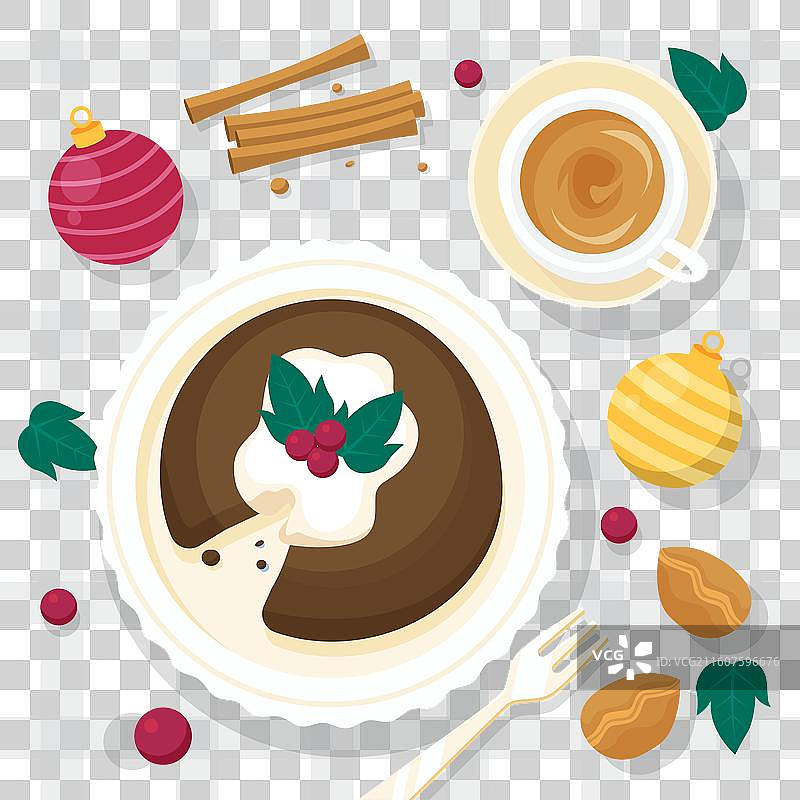 手绘扁平化圣诞布丁图片素材