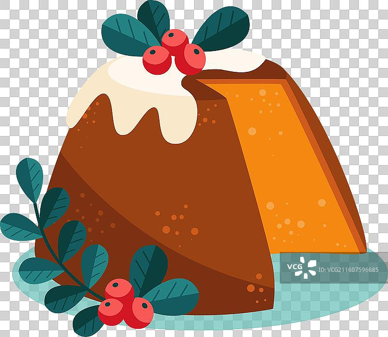 手绘扁平化圣诞布丁图片素材