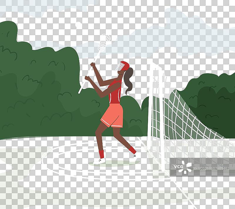 手绘玩长曲棍球的人图片素材