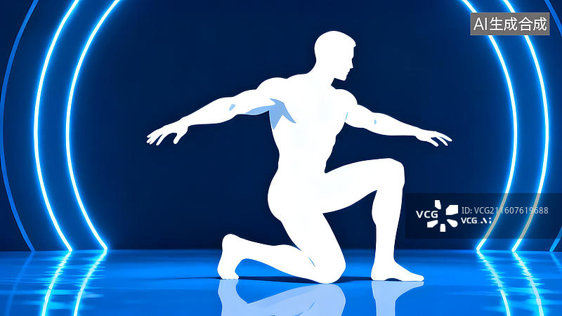 【AI数字艺术】白色人形剪影动态姿势图片素材