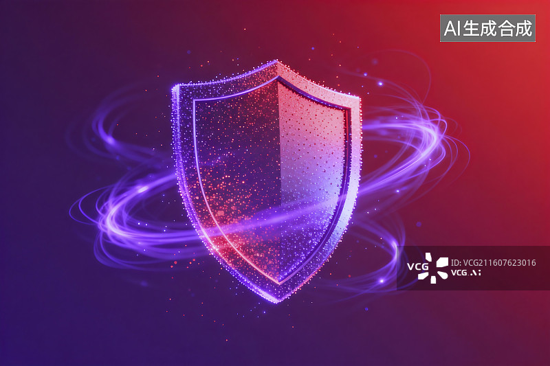 【AI数字艺术】代表数字安全防护的盾牌图片素材