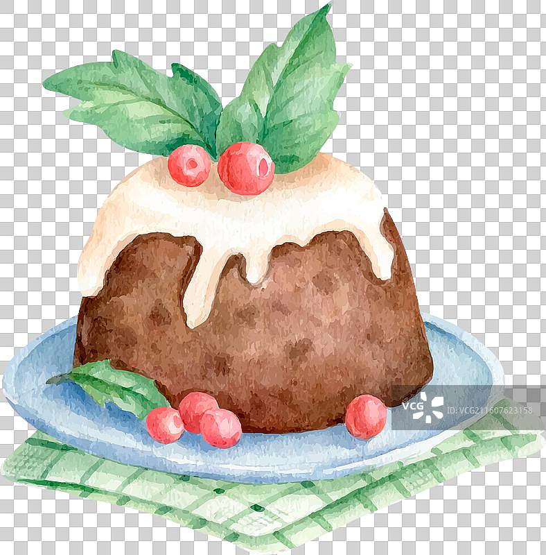 水彩圣诞布丁图片素材