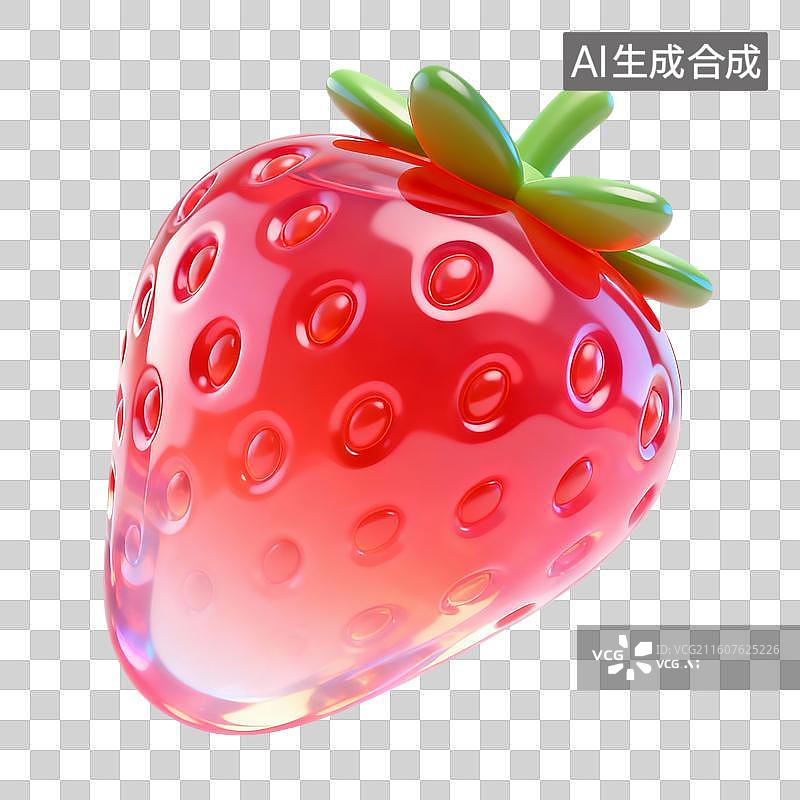 【AI数字艺术】3D果冻风水果元素草莓图片素材