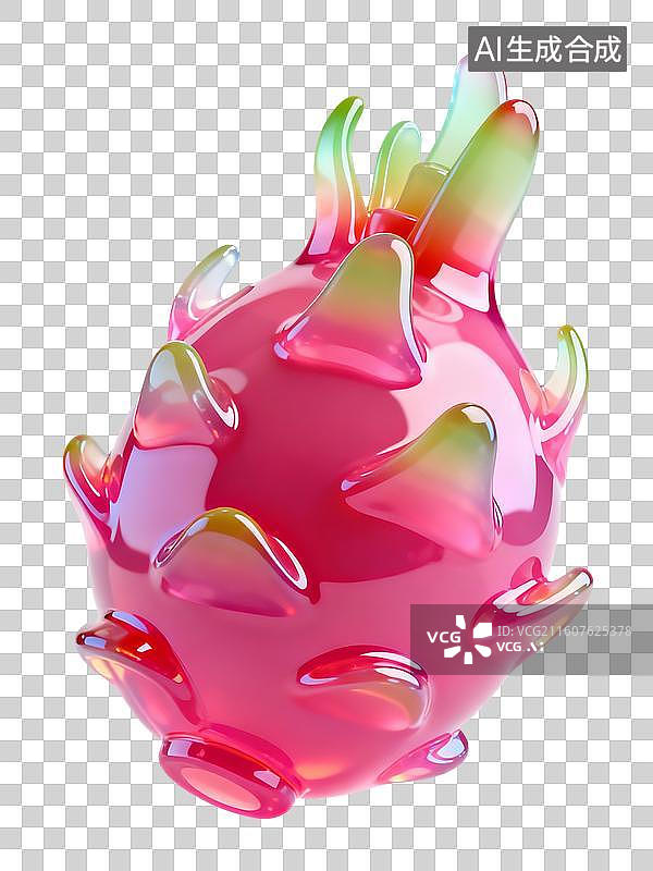 【AI数字艺术】3D果冻风水果元素火龙果图片素材