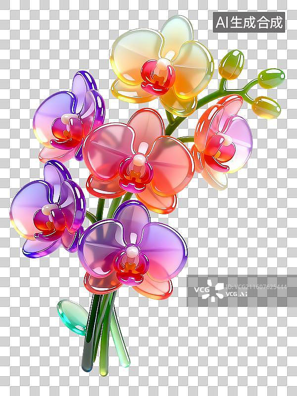 【AI数字艺术】3D果冻风蝴蝶兰图片素材