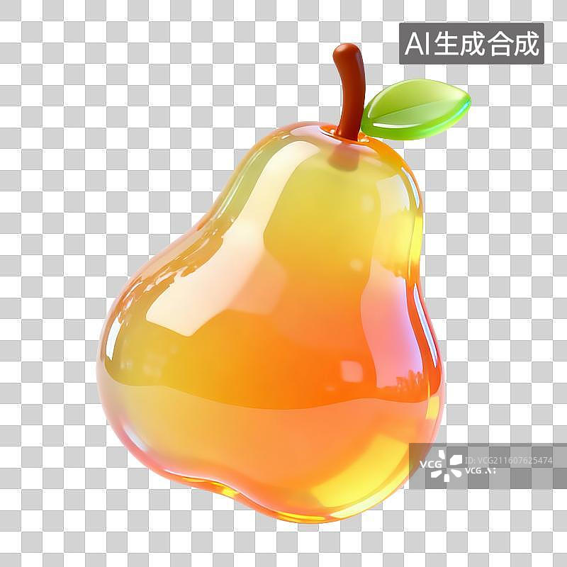 【AI数字艺术】3D果冻风水果元素梨子图片素材