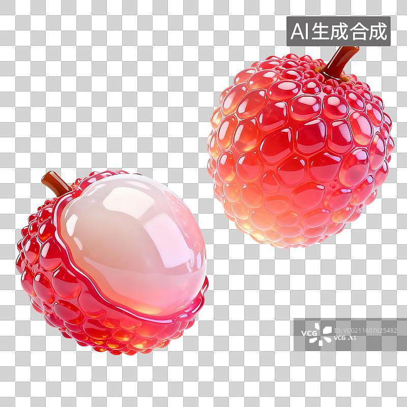 【AI数字艺术】3D果冻风水果元素荔枝图片素材