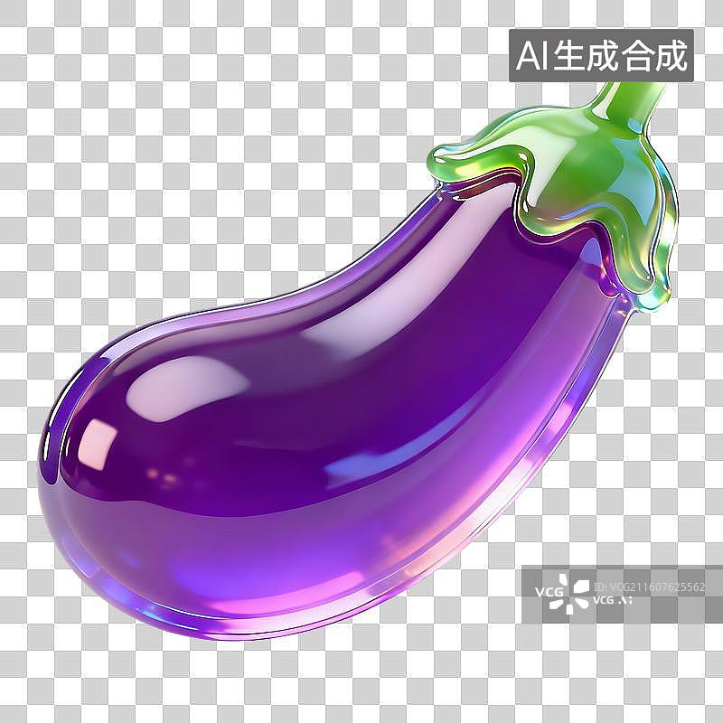 【AI数字艺术】3D果冻风蔬菜元素茄子图片素材