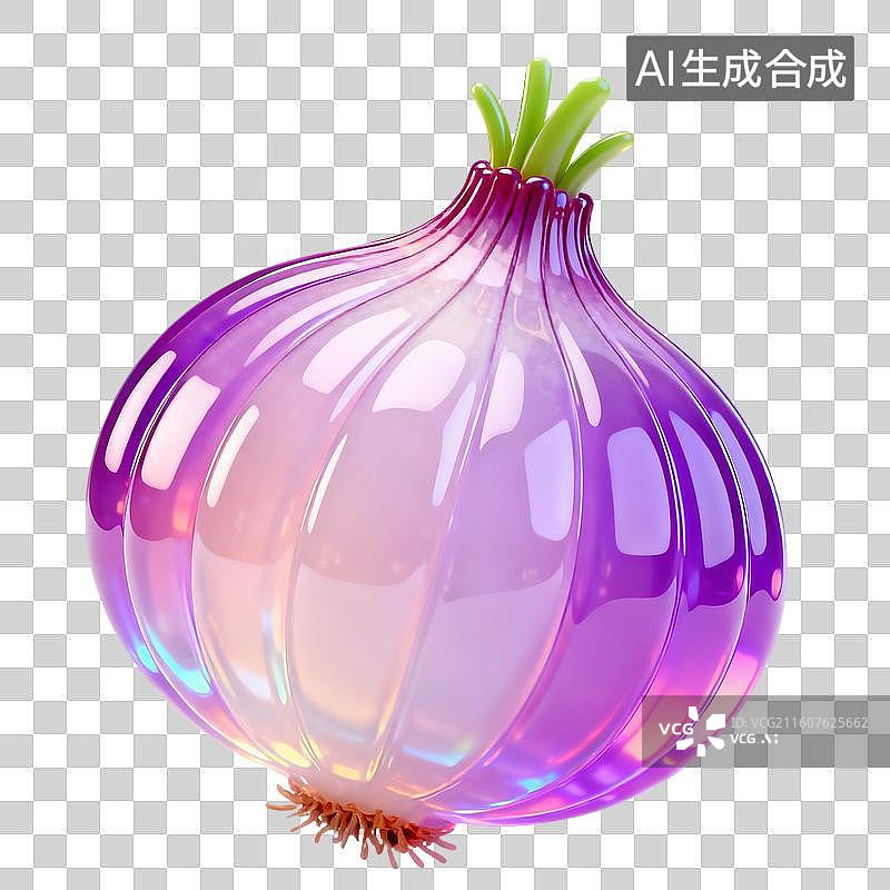 【AI数字艺术】3D果冻风蔬菜元素洋葱图片素材