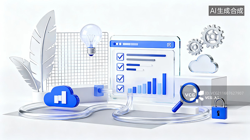 【AI数字艺术】科技元素与数据可视化组合图片素材