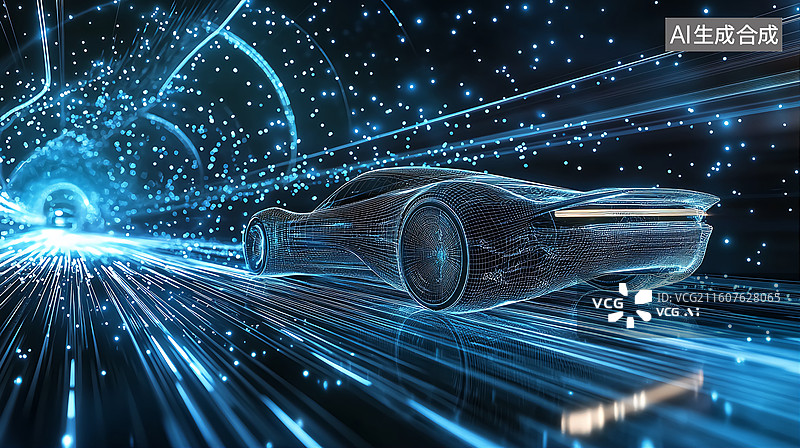 【AI数字艺术】科技自动驾驶汽车概念插图图片素材