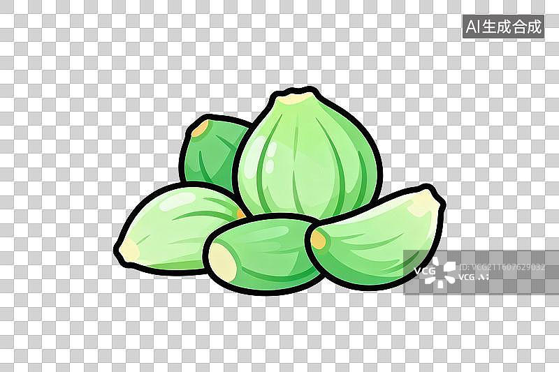 【AI数字艺术】卡通风格，几颗蒜瓣PNG格式的免扣元素图片素材