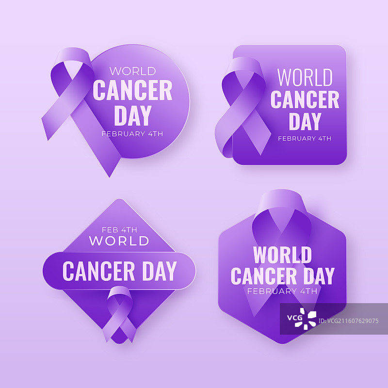 写实世界癌症日标签集图片素材