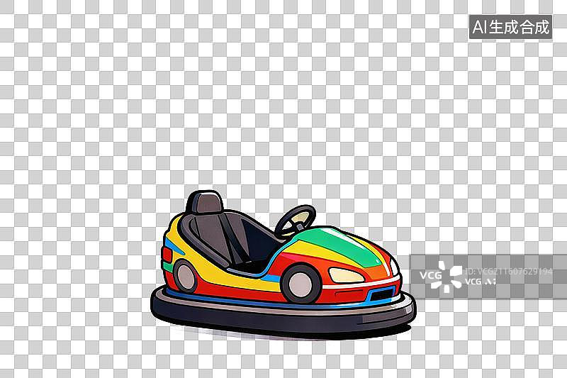 【AI数字艺术】卡通风格，一辆游乐设施，碰碰车PNG格式的免扣元素图片素材