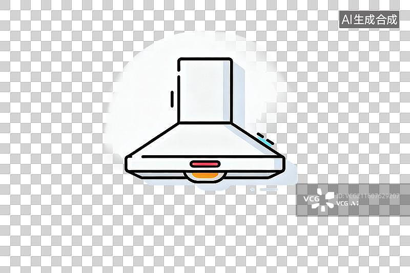 【AI数字艺术】卡通风格，厨房用具，一台抽油烟机PNG格式的免扣元素图片素材