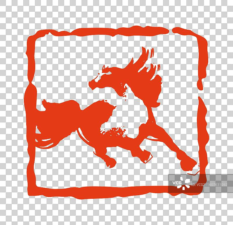 马 过年 中国风 春节 印章图片素材