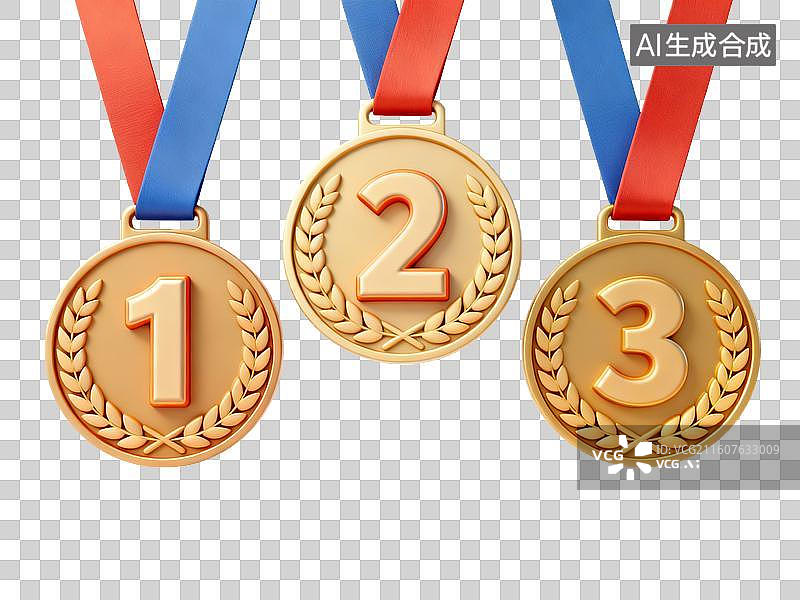 【AI数字艺术】代表一、二、三名的奖牌图片素材