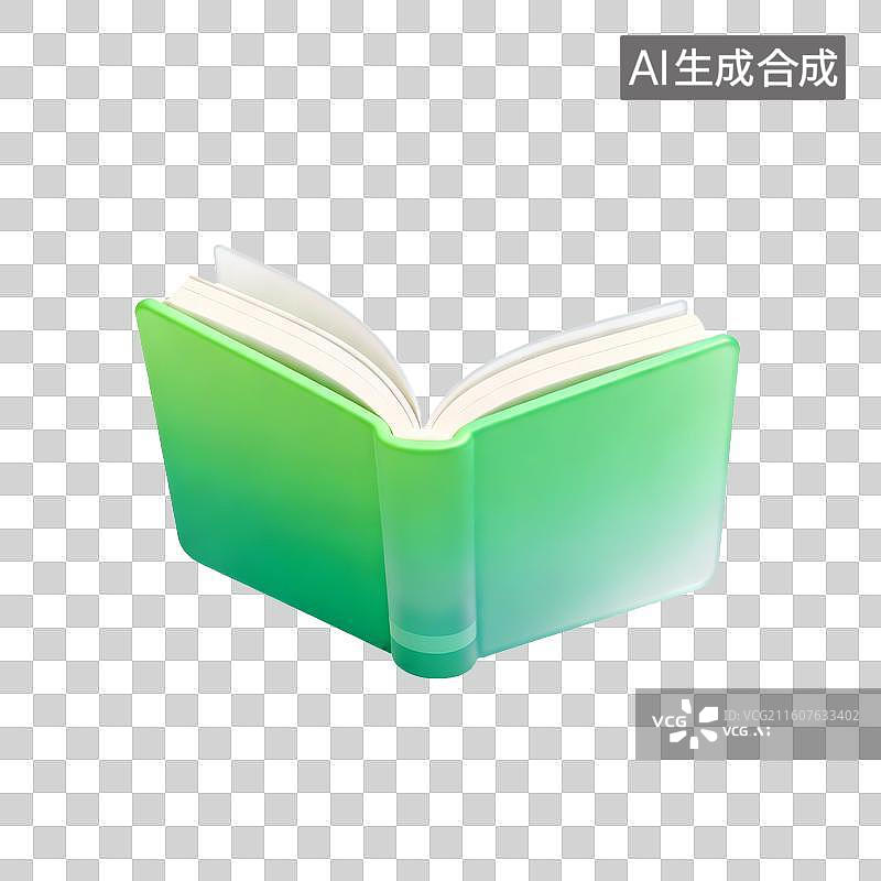 【AI数字艺术】打开的绿色书籍图片素材