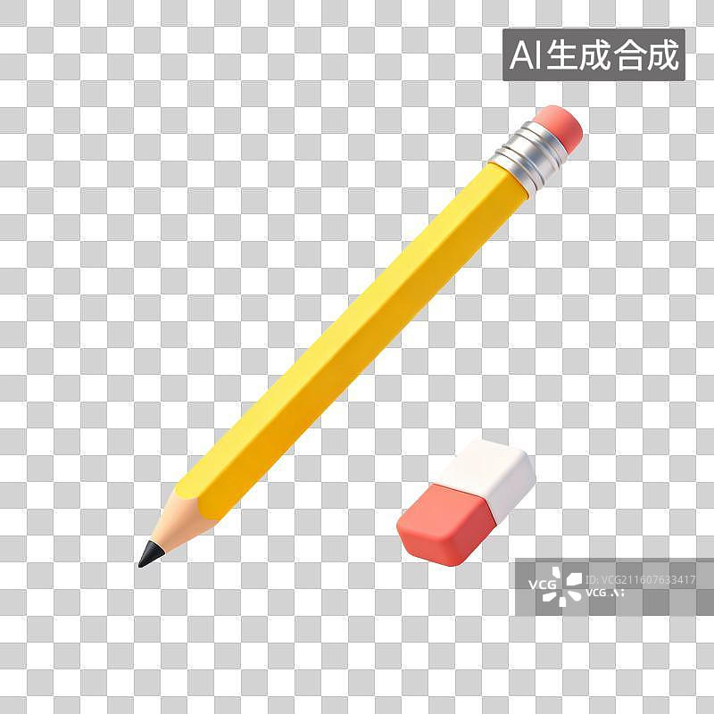 【AI数字艺术】黄色铅笔与橡皮擦图片素材
