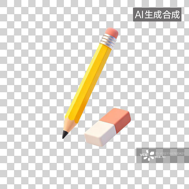 【AI数字艺术】黄色铅笔与橡皮擦图片素材