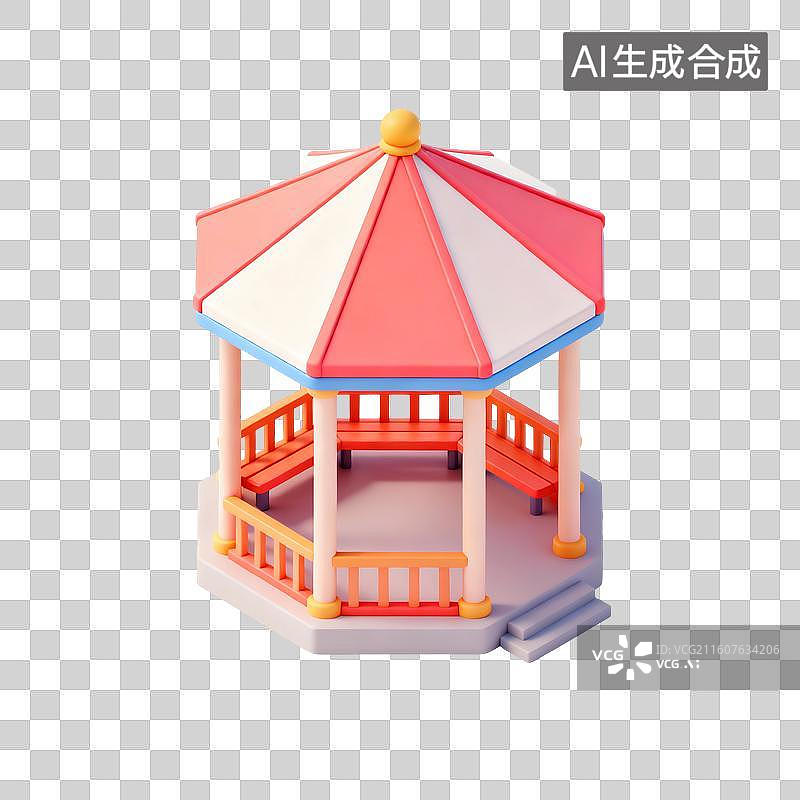 【AI数字艺术】凉亭建筑插画图片素材