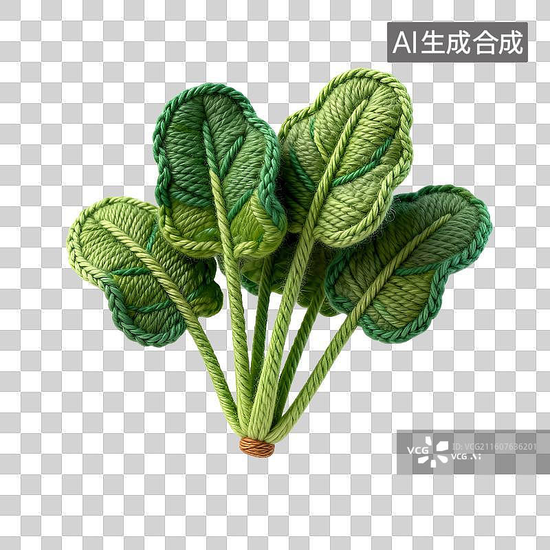 【AI数字艺术】手工钩织绿叶蔬菜模型图片素材