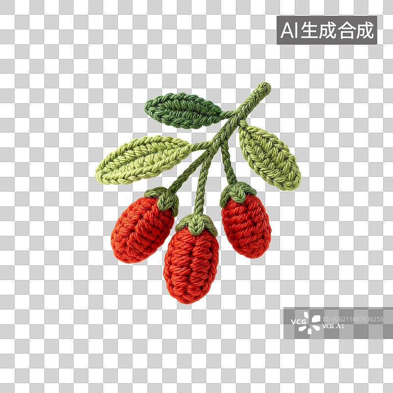【AI数字艺术】钩编枸杞枝图片素材