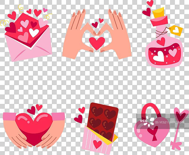 扁平化情人节贴纸合集图片素材