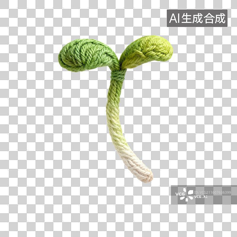 【AI数字艺术】手工制作的绿色豆芽植物图片素材