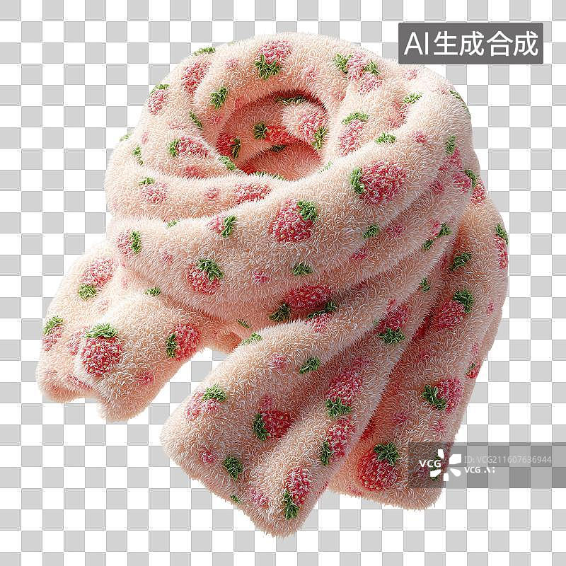 【AI数字艺术】草莓图案围巾图片素材