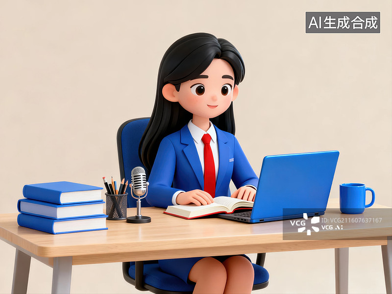 【AI数字艺术】卡通女性办公场景图片素材