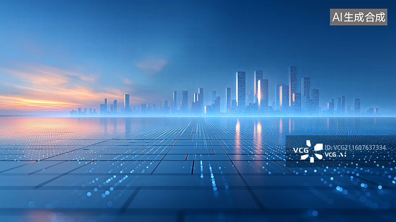 【AI数字艺术】汽车广告背景图——抽象现代极简城市建筑天际线图片素材