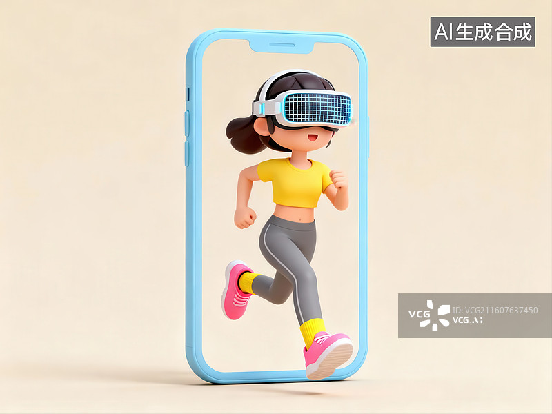【AI数字艺术】虚拟现实跑步人物图片素材
