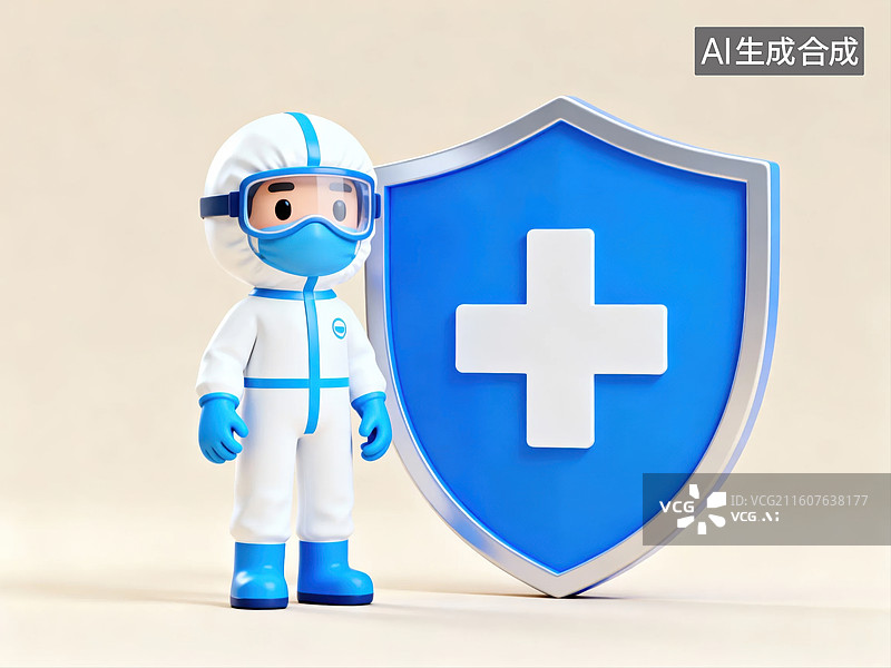 【AI数字艺术】医护人员与防护盾牌图片素材