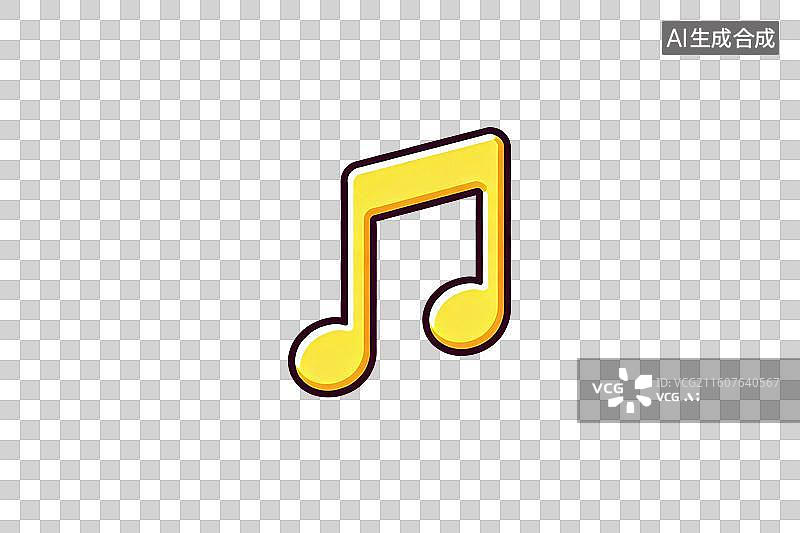 【AI数字艺术】卡通风格，一颗跳动的音符PNG格式的免扣元素图片素材