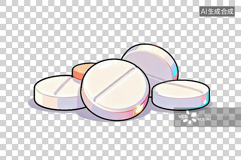 【AI数字艺术】卡通风格，几片西药药丸PNG格式的免扣元素图片素材