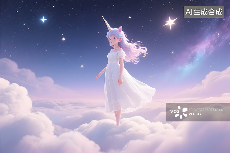 【AI数字艺术】魔森林中的彩虹裙少女图片素材