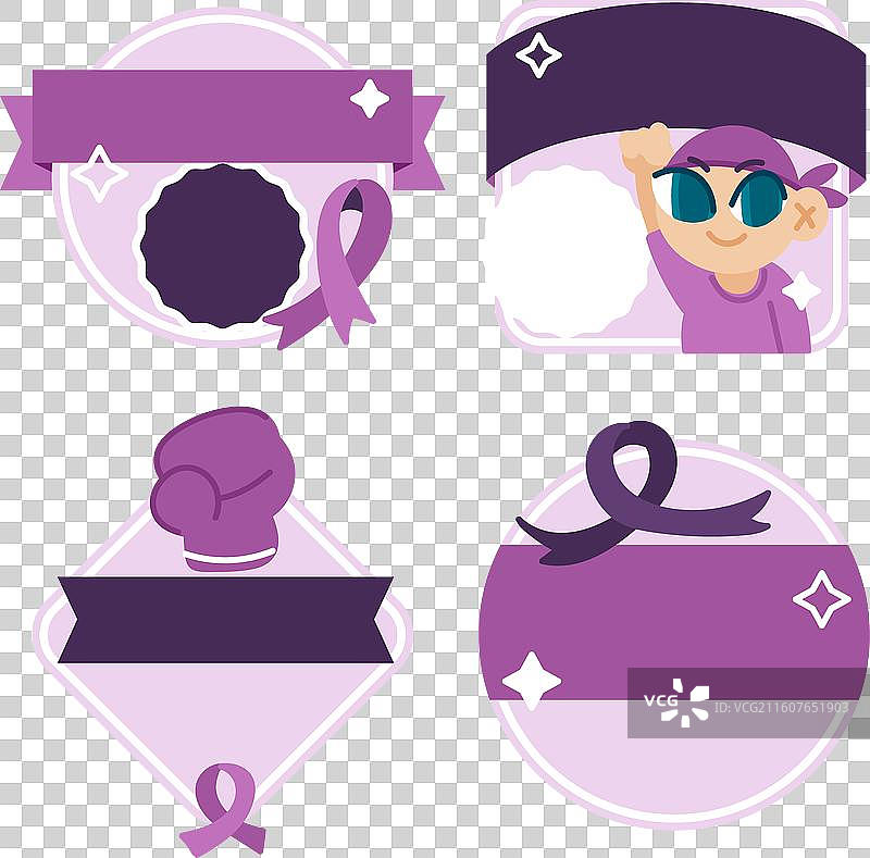 扁平化世界癌症日标签集合图片素材