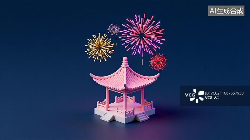 【AI数字艺术】中国传统烟花表演，新年烟花，过年，看烟花，烟花图片素材