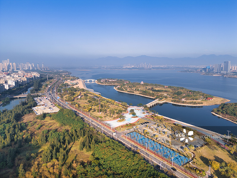 厦门海沧马銮湾三岛公园景观航拍图片素材
